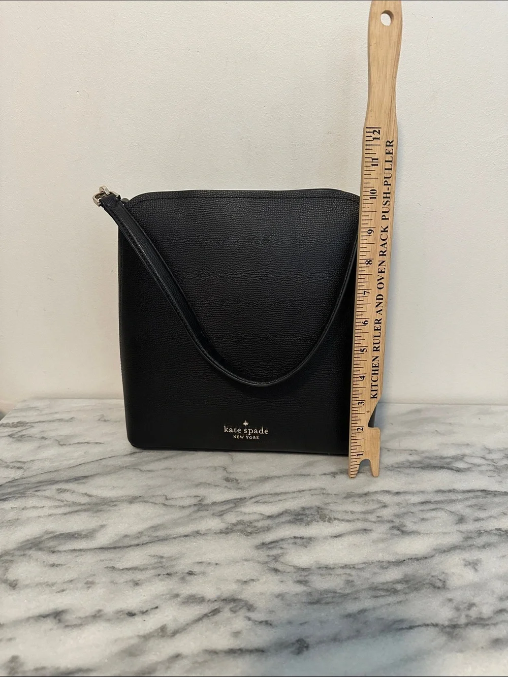 kate spade Darcy Black Leather Shoulder Bag with Gold Logo